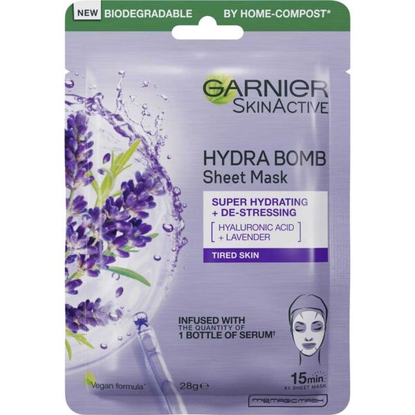 Garnier Hydra Bomb Sheet Mask Hyaluronic Acid & Lavender Each