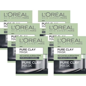 L'Oreal Paris Pure Clay Detoxifying & Brightening Charcoal Mask 50mL x 6