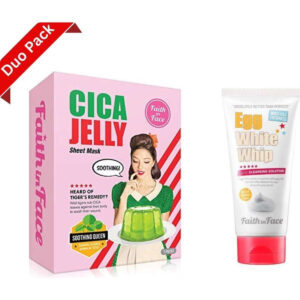 Faith in Face Cica Jelly Facial Mask Sheet Pack (7 Pcs) and Whip Cleansing Foam 150 ml