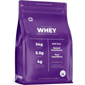 Pure Product Australia Whey Protein Isolate/ Concentrate 1kg Chocolate No Shaker Glass