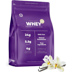 Pure Product Australia Whey Protein Isolate/ Concentrate 1kg Vanilla No Shaker Glass