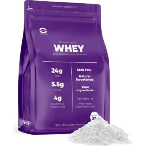 Pure Product Australia Whey Protein Isolate/ Concentrate 1kg Unflavoured No Shaker Glass