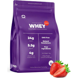 Pure Product Australia Whey Protein Isolate/ Concentrate 2kg Strawberry No Shaker Glass