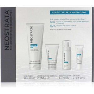 Neostrata Sensitive Skin Antiaging Kit: Restore Cleanser, Restore Face Cream, Restore Face Serum, Restore Eye Cream 4pcs