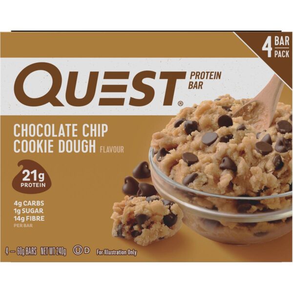 Quest Protein Bars Choc Chip Cookie Dough 4 Pack