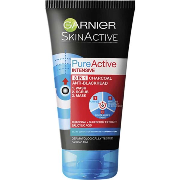 Garnier Pure Active Anti Acne Charcoal 3-in-1 Wash 150ml